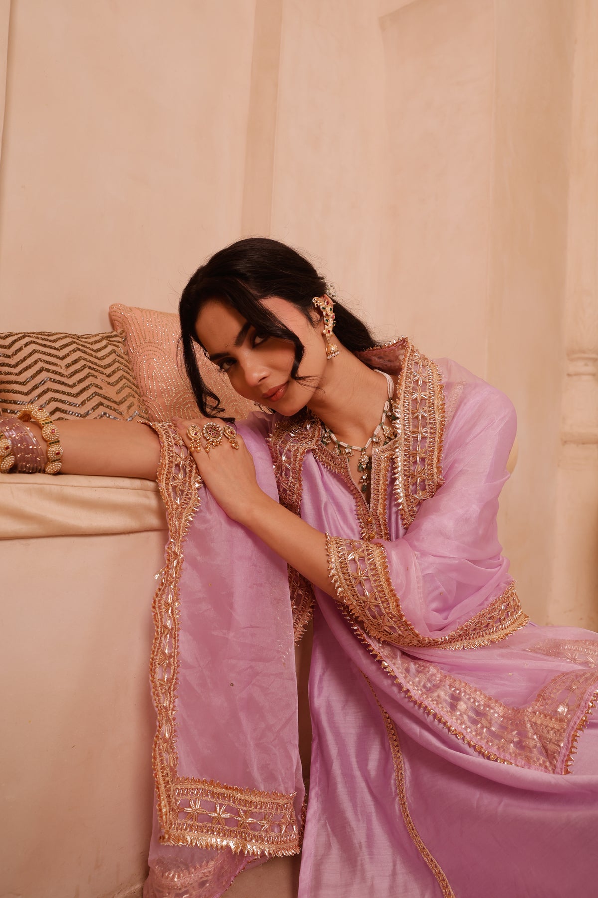 Roshni Lavender Chanderi Festive Suit Set - Image 7
