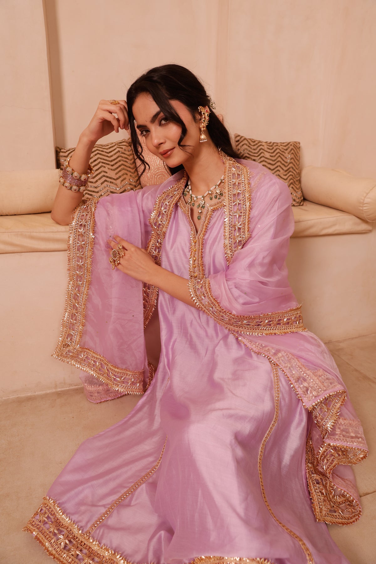 Roshni Lavender Chanderi Festive Suit Set - Image 8