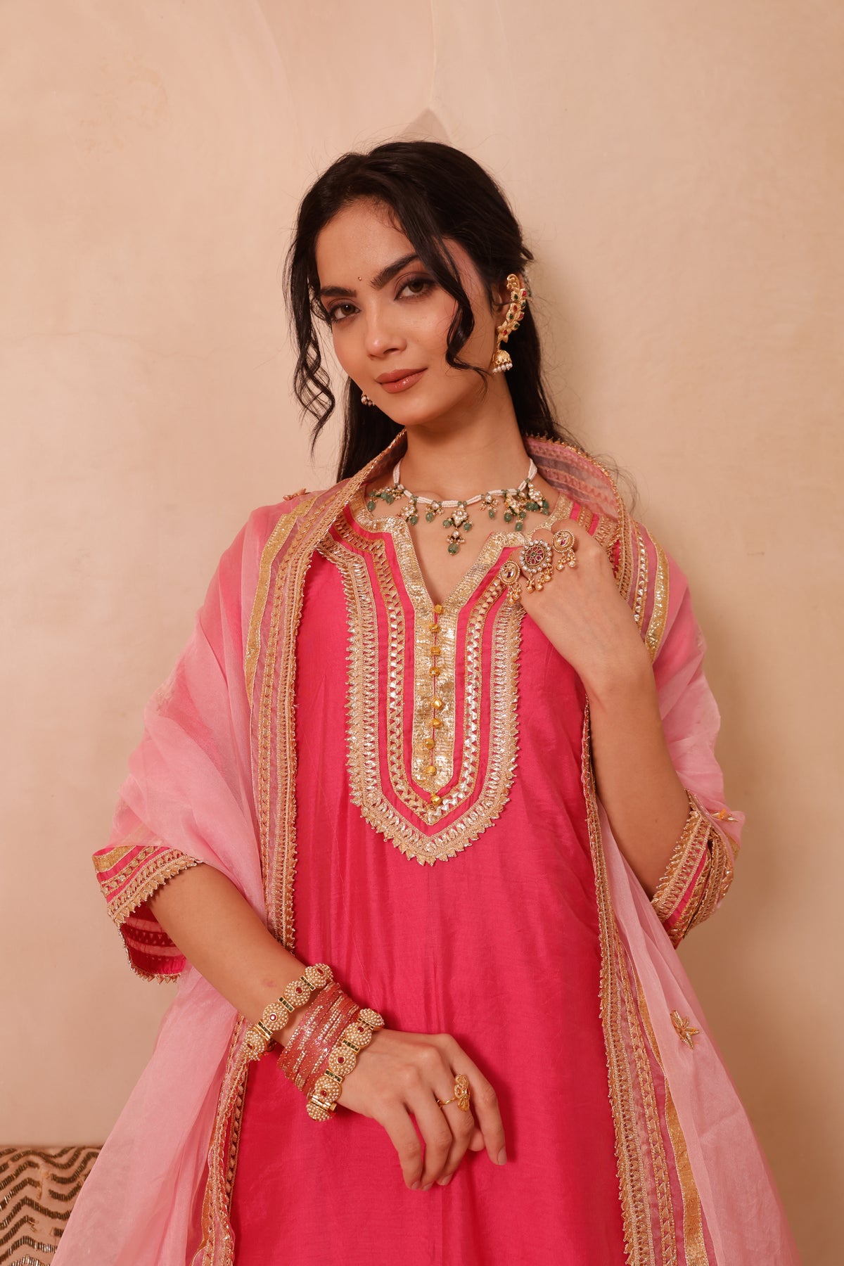 Gulnaar Rani Pink Festive Suit Set - Image 1