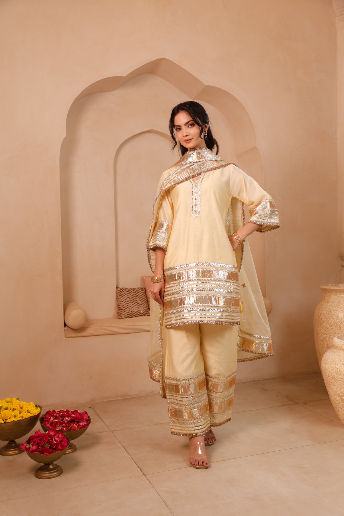 Sitara light yellow Gota Festive Suit Set - Image 5