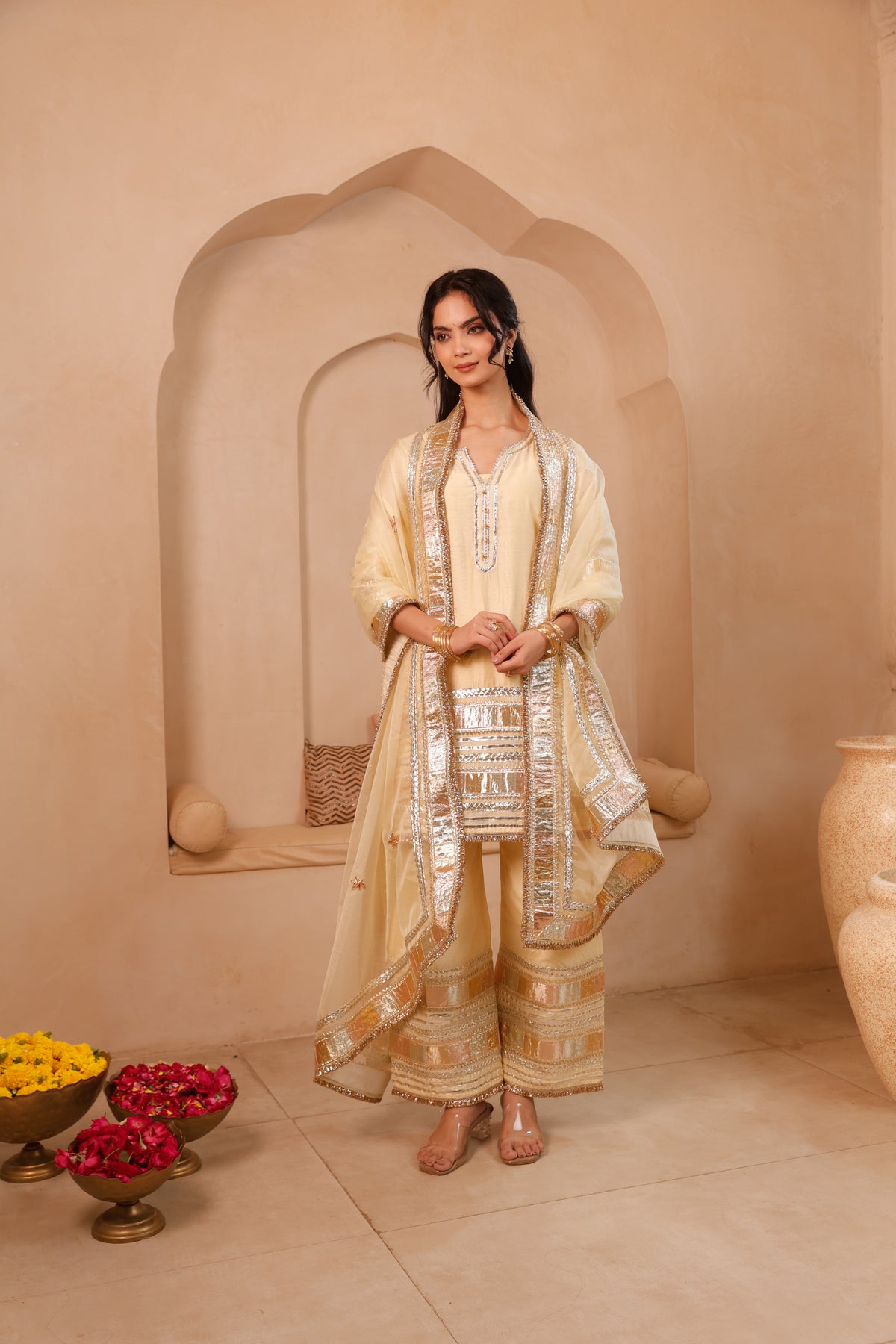 Sitara light yellow Gota Festive Suit Set - Image 8
