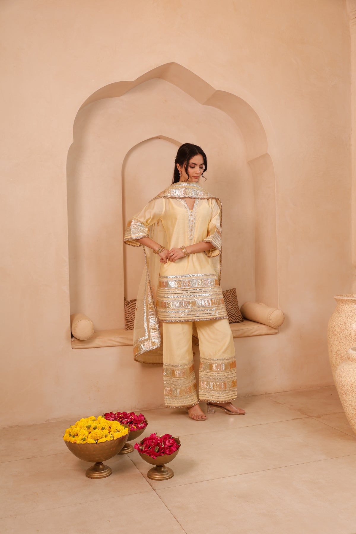 Sitara light yellow Gota Festive Suit Set - Image 12
