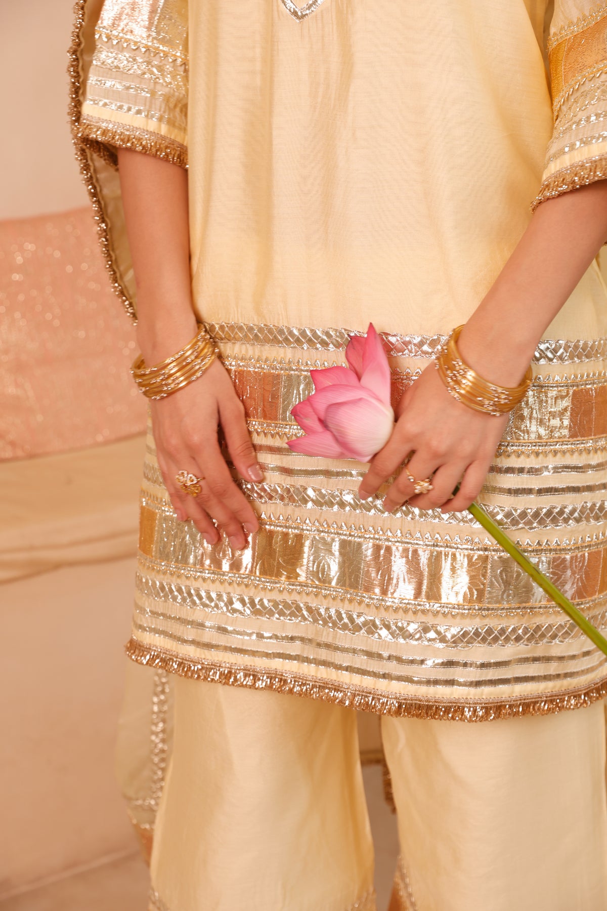 Sitara light yellow Gota Festive Suit Set - Image 13