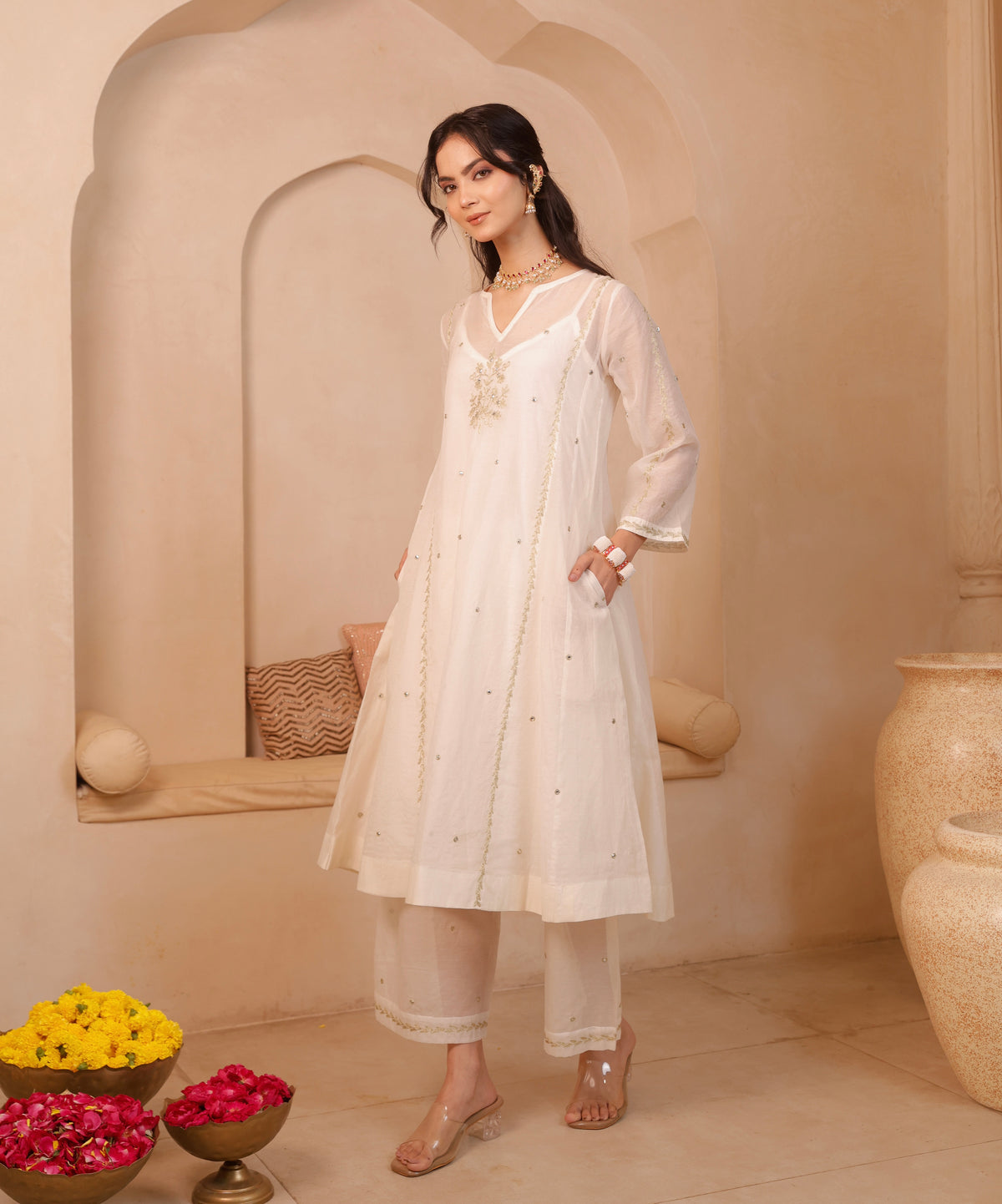 Noor Ivory Chanderi Suit Set