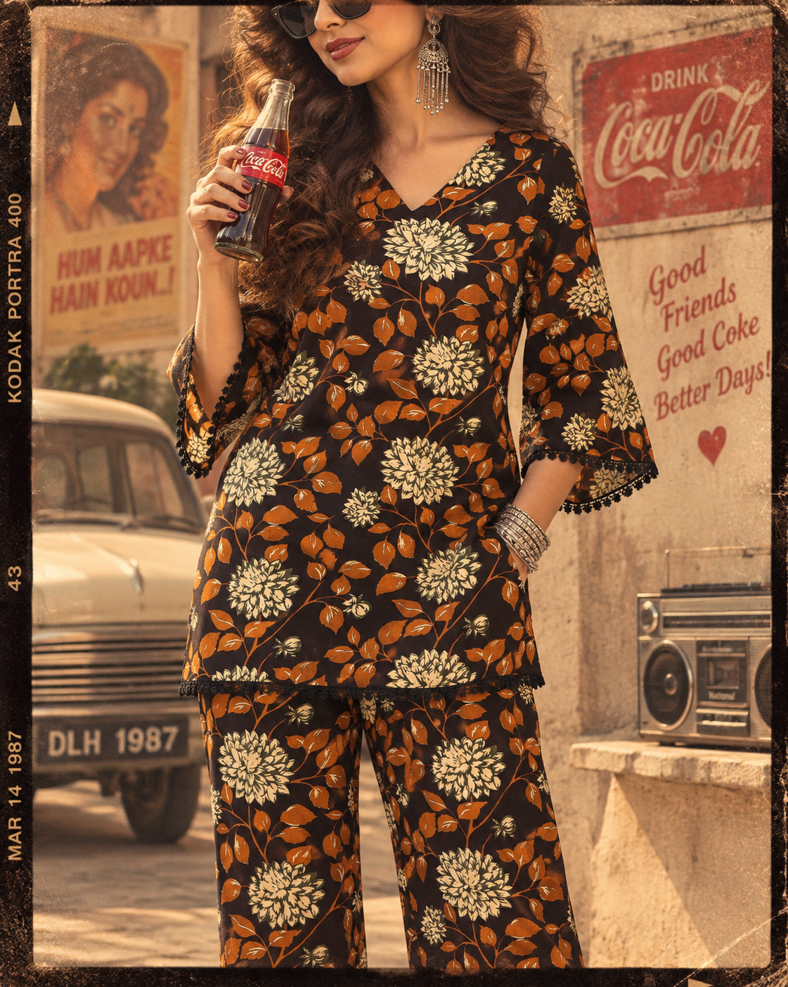 Black Hand-Block Co-ord Set