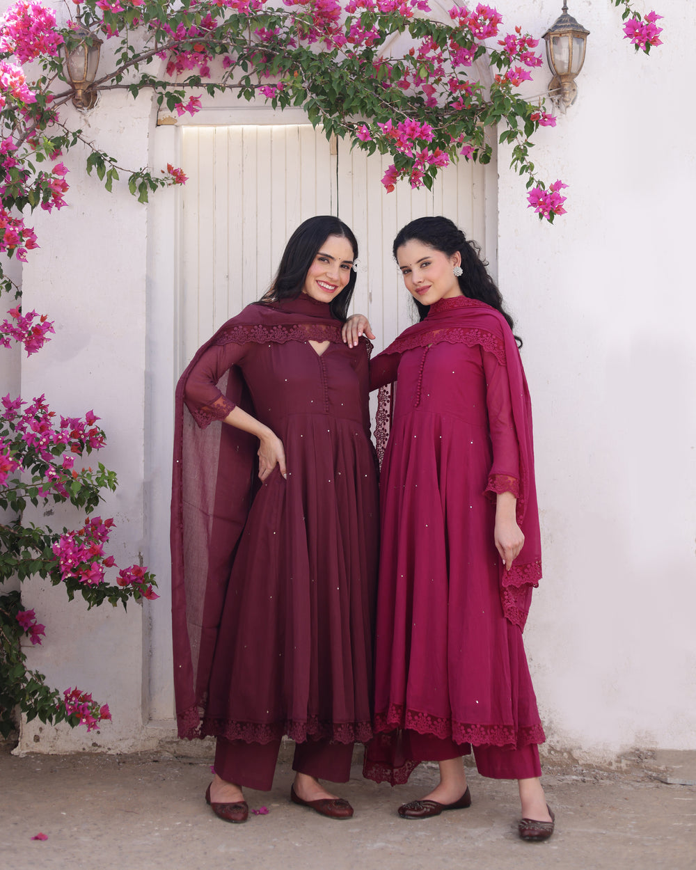 Maroon and wine Karwa Chauth outfit
