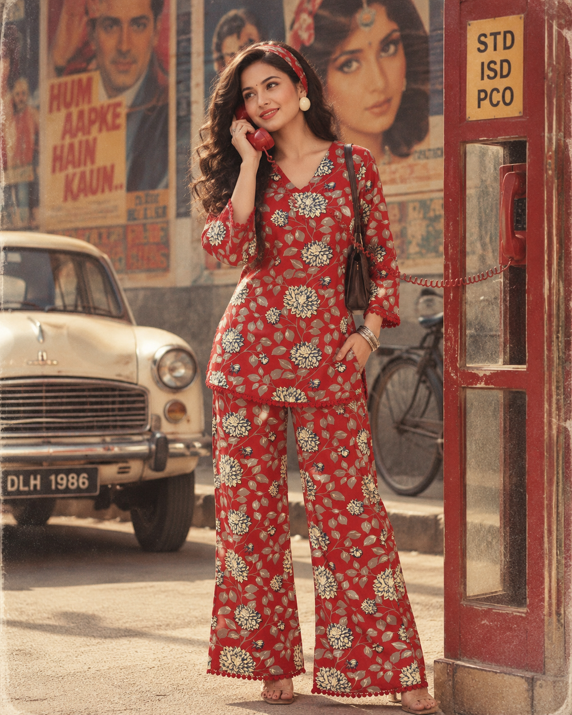 Maroon Floral Handblock Co-Ord Set