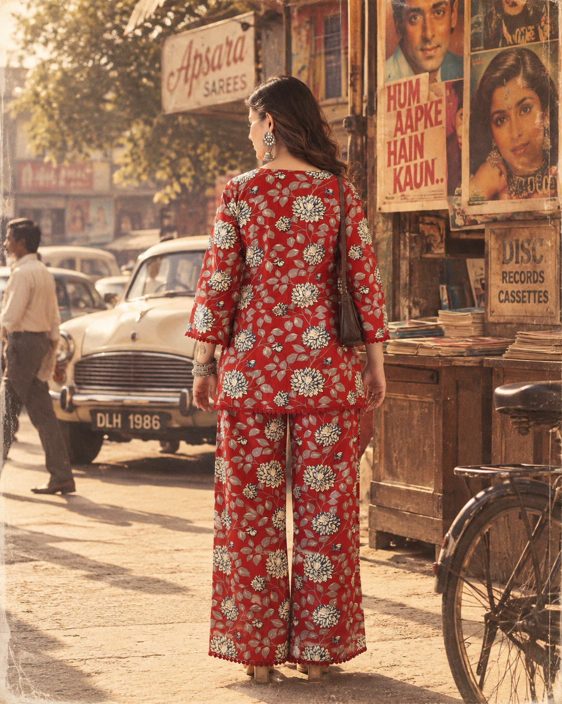 Maroon Floral Handblock Co-Ord Set