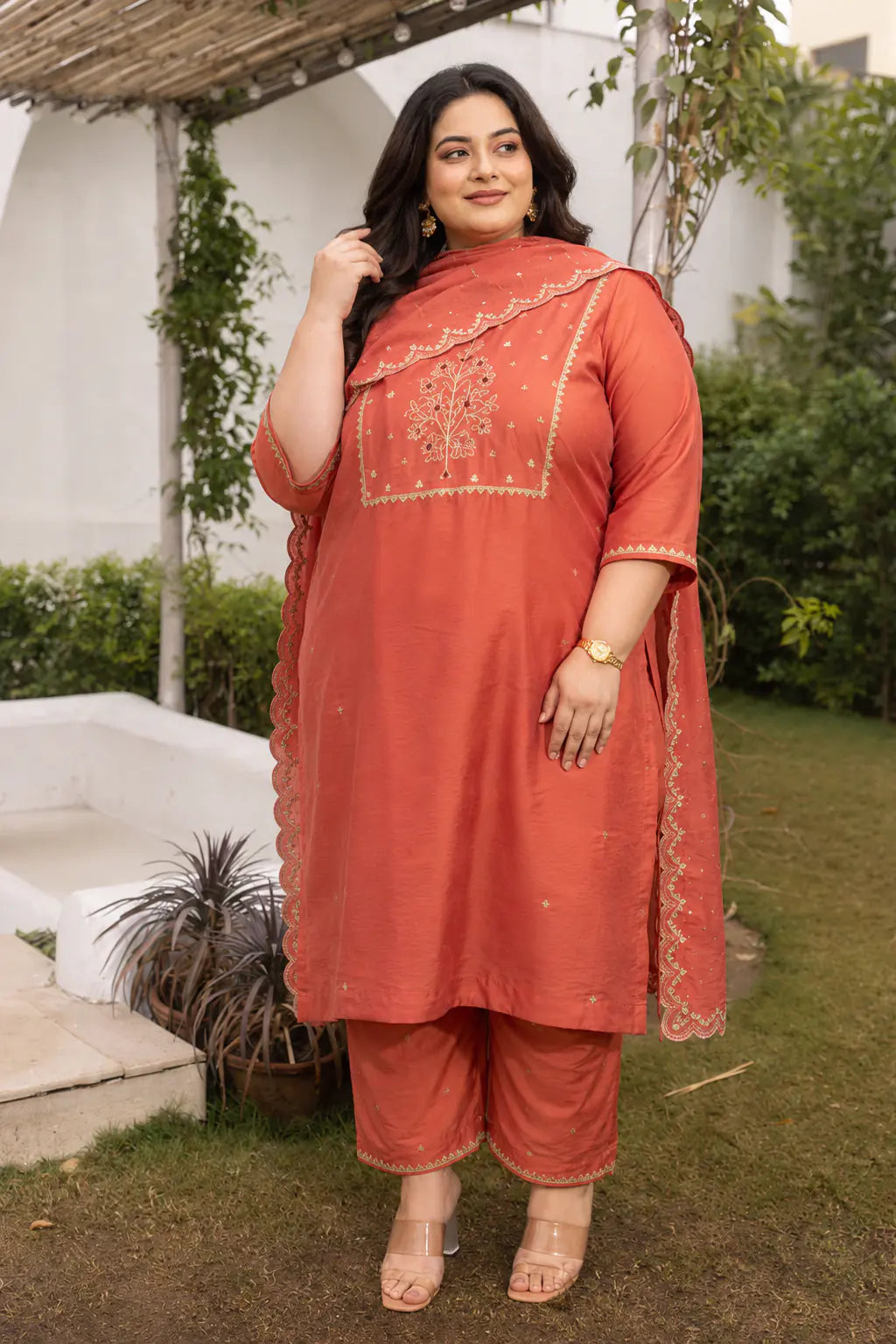 Orange Asrumo plus size suit